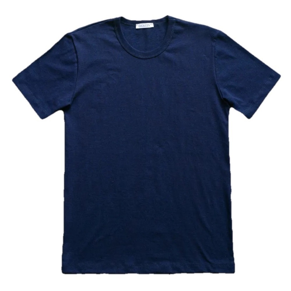 Gustin Mens Medium Navy Blue Short Sleeve Crew Neck Jersey Cotton T-Shirt USA
